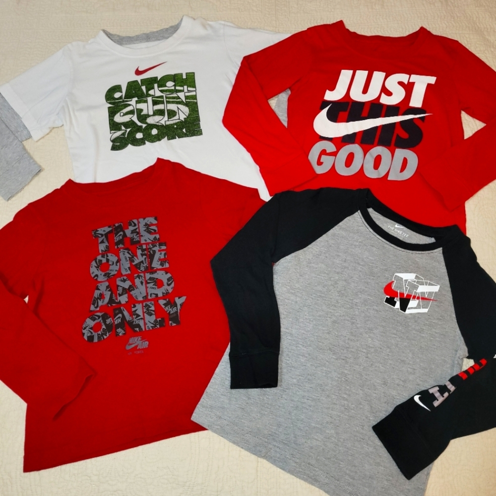 Bundle of 4 boys nike long sleeve shirts -size 7 (L)